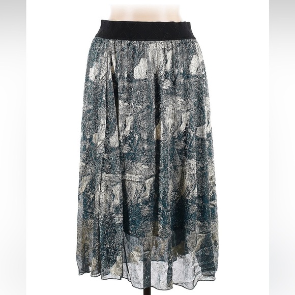 LuLaRoe Blue Gold Metallic Elegant Collection Midi A-Line LoLa Skirt Size M NWT - Picture 8 of 8